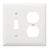 Pass & Seymour Combination Openings, 1 Toggle Switch and 1 Duplex Receptacle, Two Gang, White