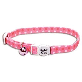 Cat Collar, Adjustable, Pink Dot, 12-In.