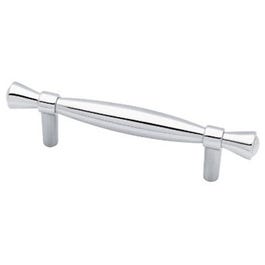 Cabinet Pull, Banded Spindle, Polished Chrome, 3-In.