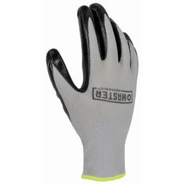 Work Gloves, Nitrile-Coated, Polyester Shell, Black/Gray, Men's Large, 5-Pk.