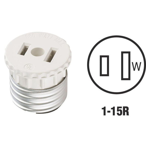 Leviton 600W 120V White Light Socket Adapter