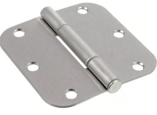Hillman Hardware Essentials Squeak-Proof 5/8 Round Corner Door Hinge Satin Nickel (3-1/2)