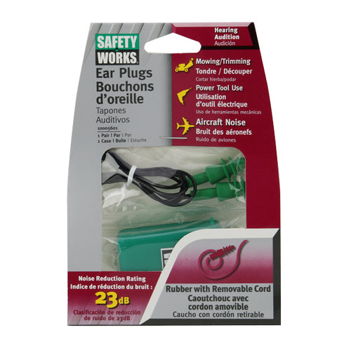 SAFETY WORKS Rubber Ear Plugs w/case (1 pair) SWX00353